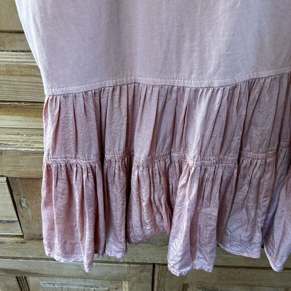 by Anthropologie‎ Small Top Pale Coral Pink Short Sleeve Ruffles Round Neck - Picture 9 of 11